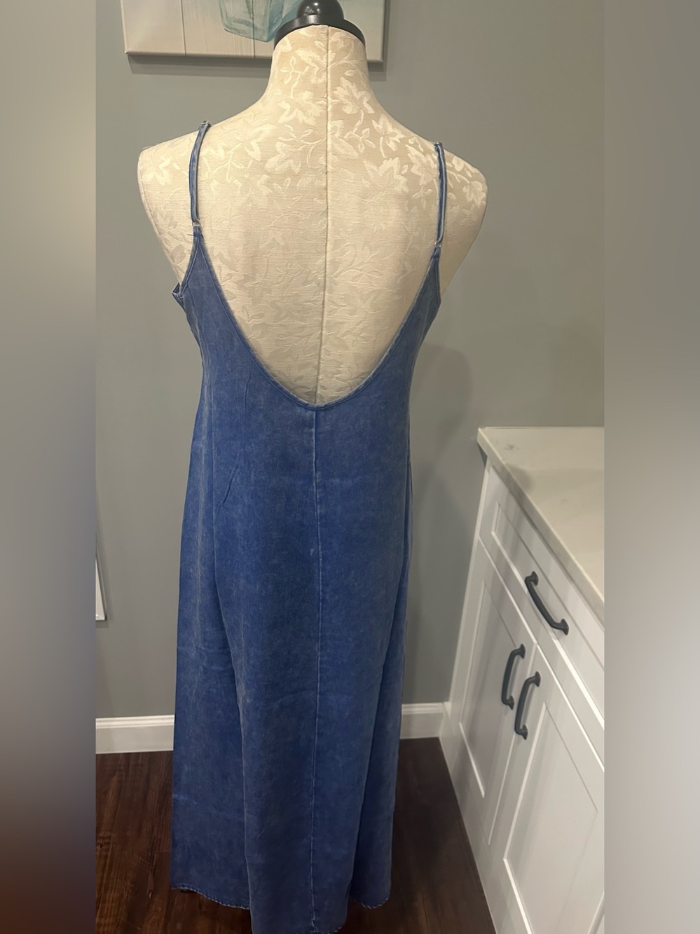 Zenana Tencel Mineral Washed Maxi Dress In Classic Blue - Picture 5 of 7